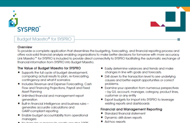 Budget Maestro for SYSPRO